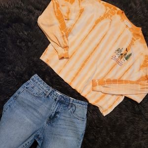 Urban Nation Orange Tye Dye Sweater Crop Top
